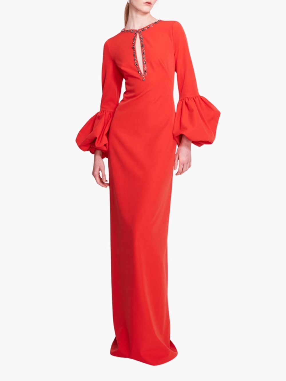 Marchesa Notte Puffed Sleeve Column Gown